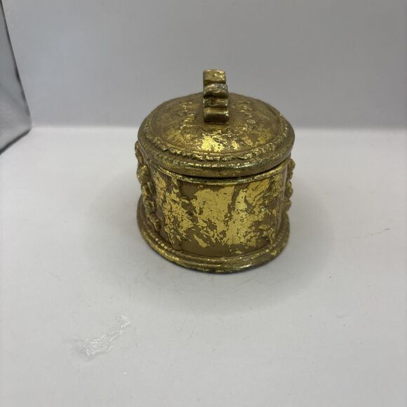 Pacific Rim Import Corp Distressed Gold Tone Trinket Box Cherubs - Picture 4 of 8